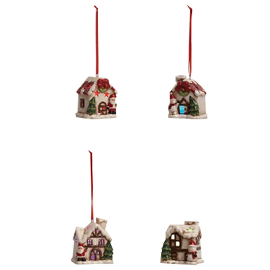 Dol Led Santa Snowman House Ornament 4 