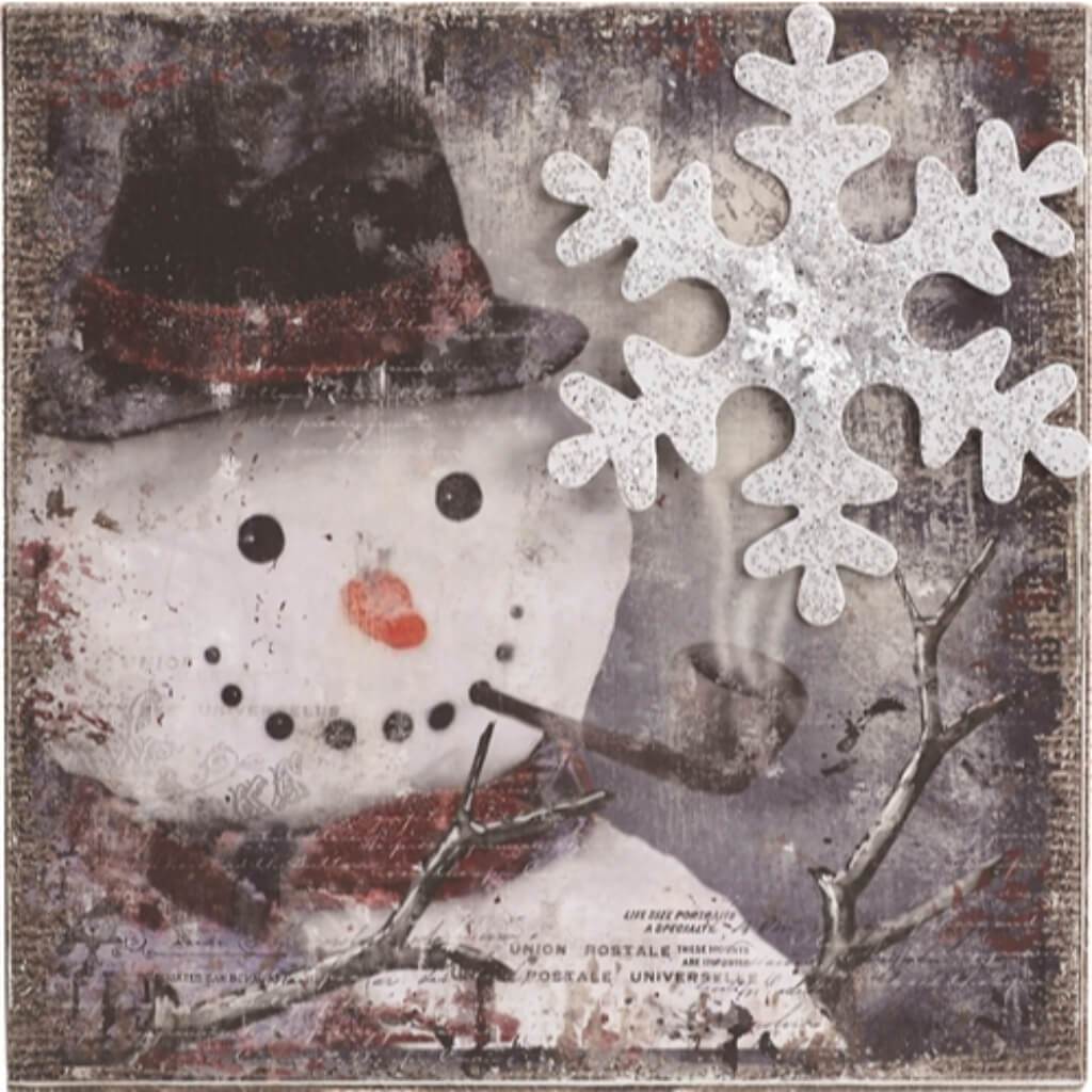 Burlap Nostalgic Snowman Wall 