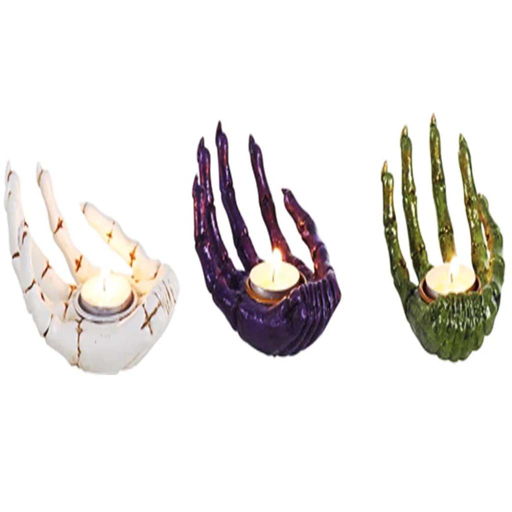 Candle Holder Skeleton Hand 3 Assorted 