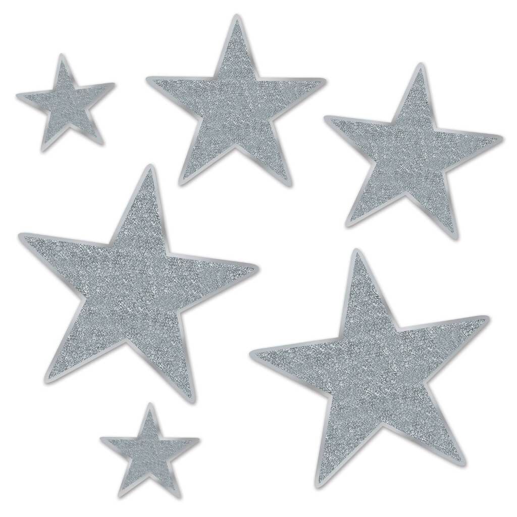 Silver Glittered Foil Star Cut-Outs 