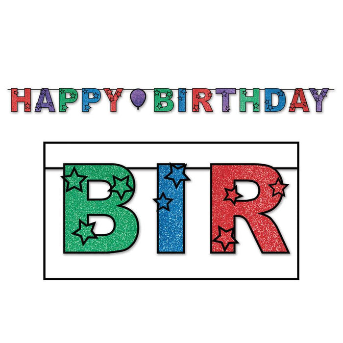 Glittered Happy Birthday Streamer 