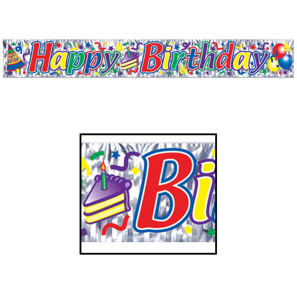 Metallic Happy Birthday Fringe Banner 