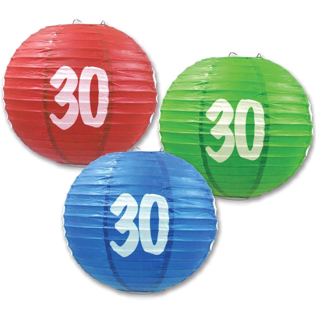 Paper Lanterns "30" 9.5in Multicolor 