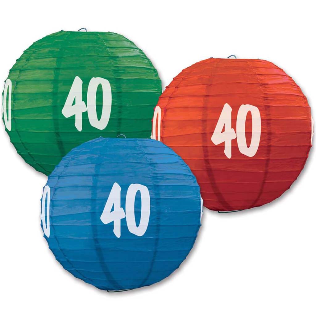 Paper Lanterns "40" 9.5in Multicolor 