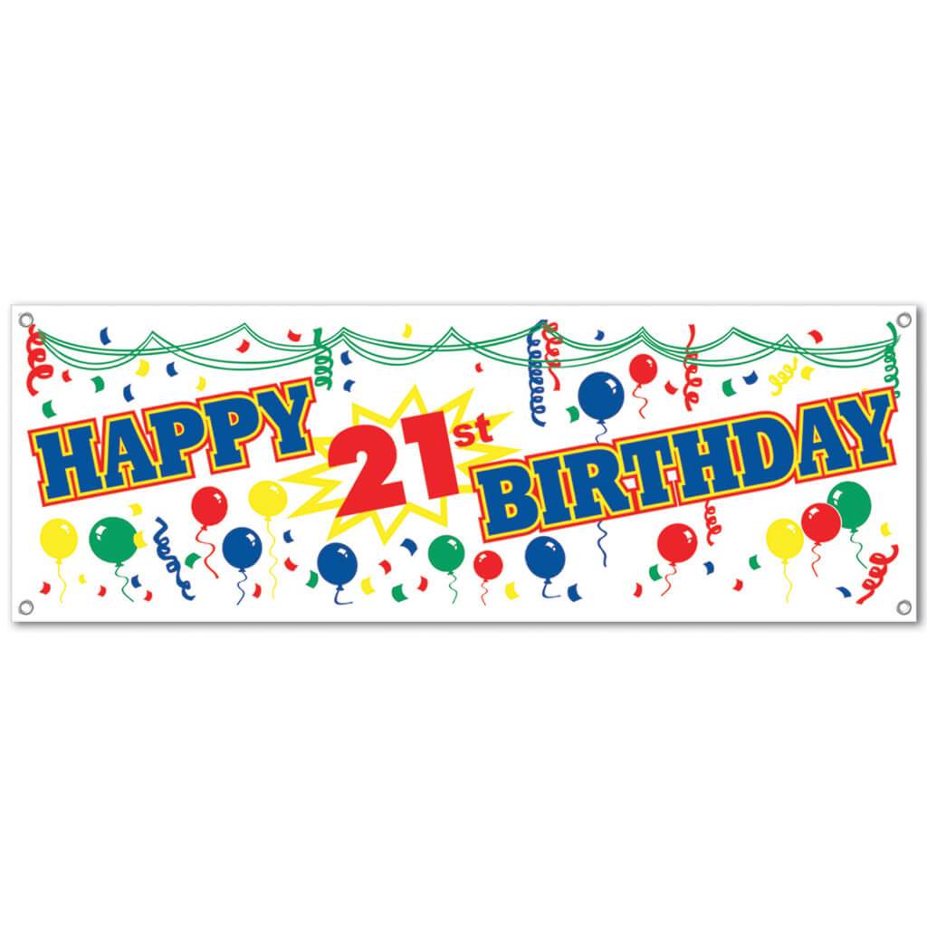 Happy "21st" Birthday Sign Banner 