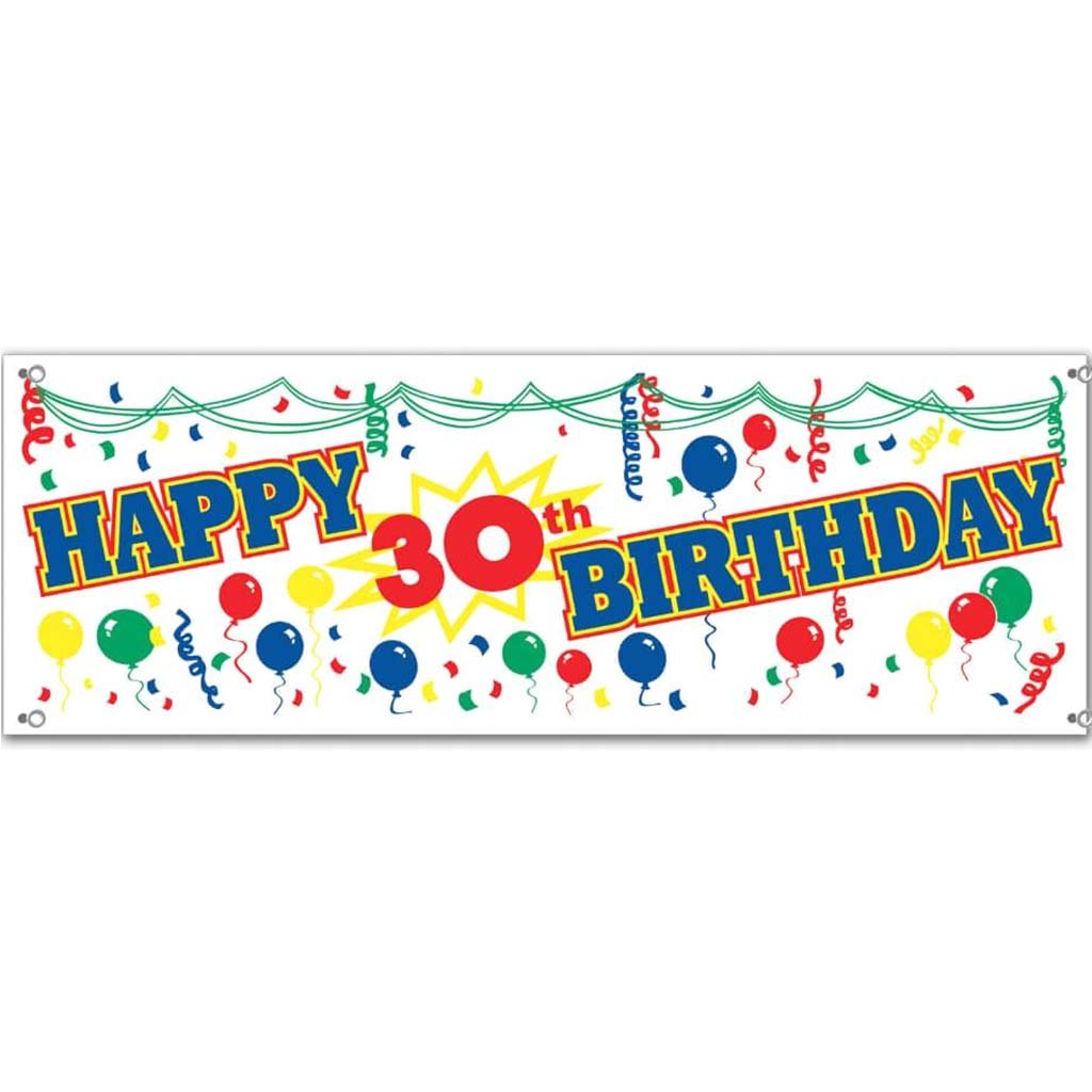 Happy "30th" Birthday Sign Banner 