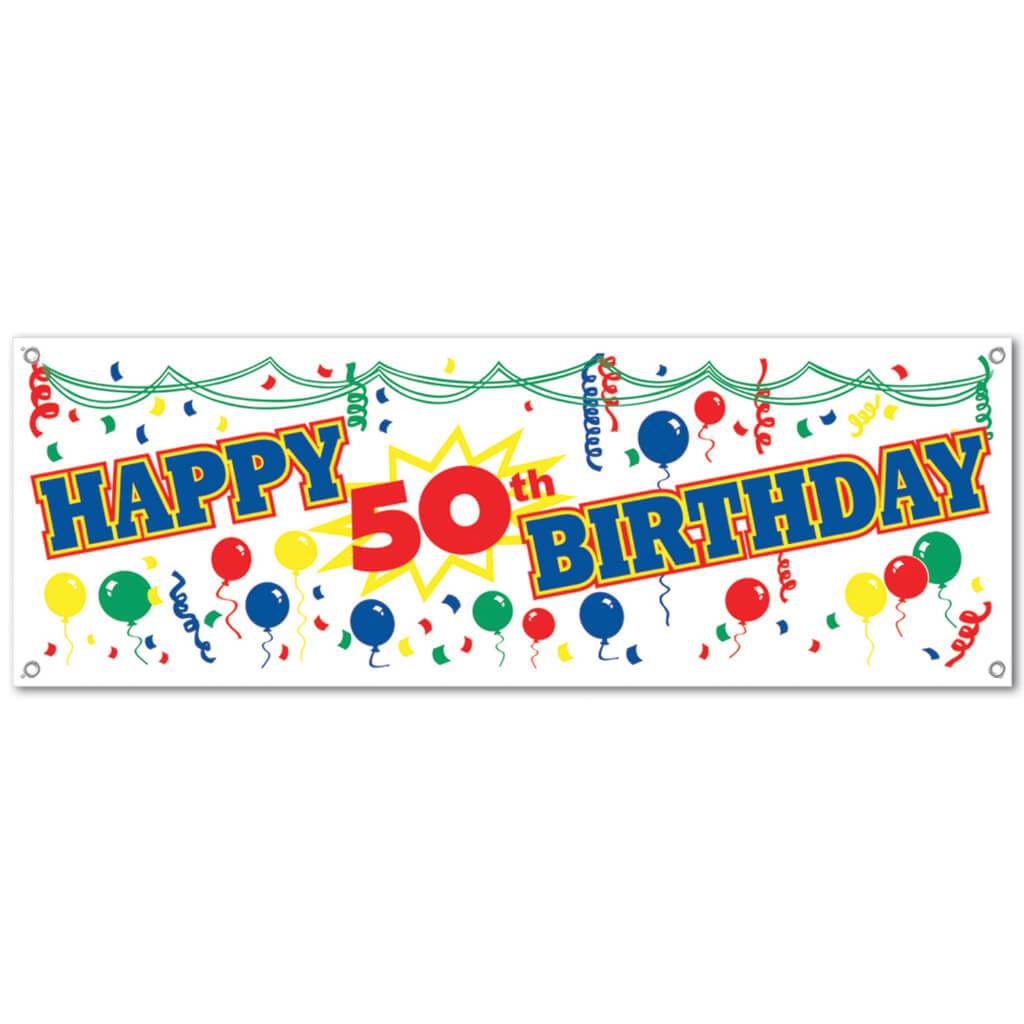 Happy &quot;50th&quot; Birthday Sign Banner 