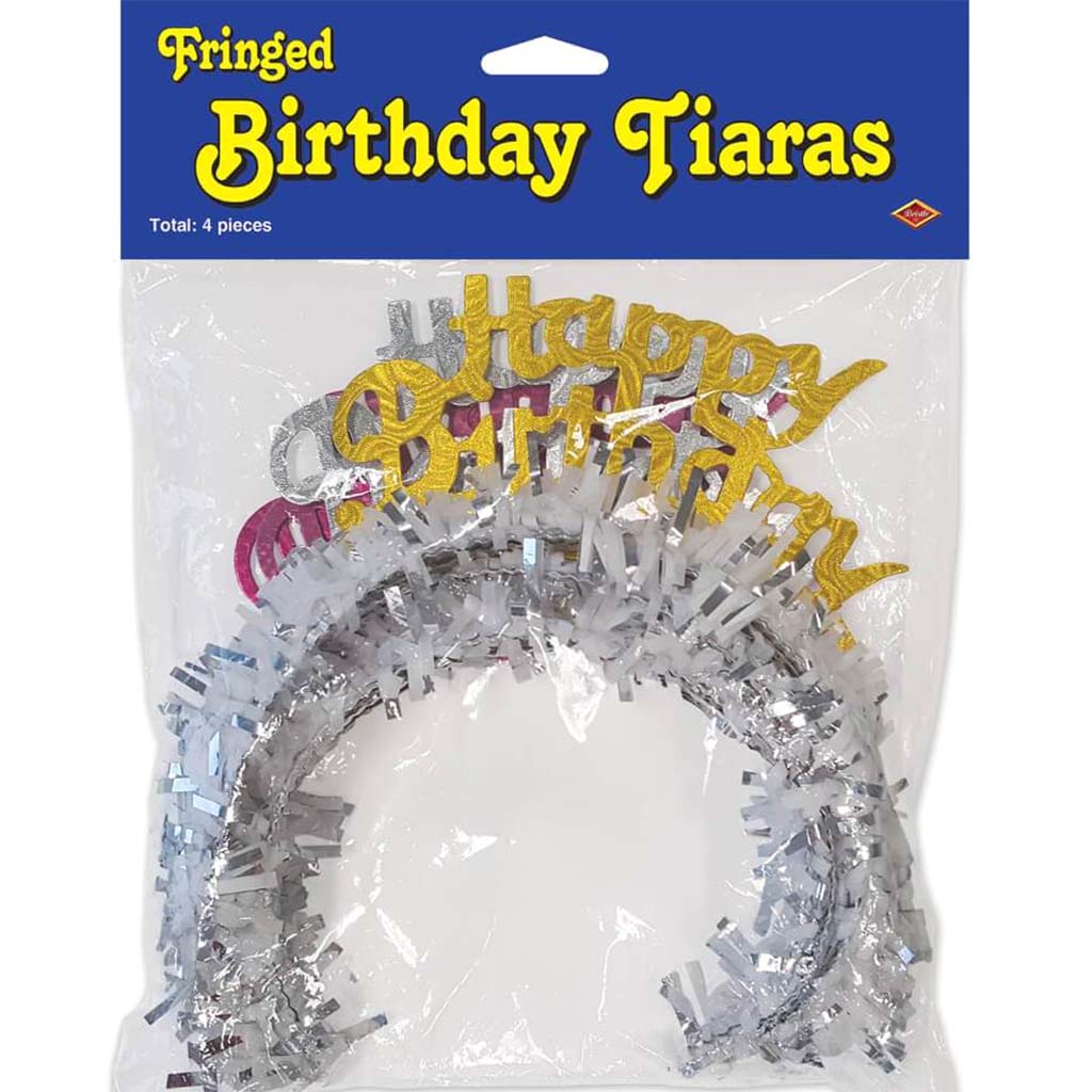 Happy Birthday Tiaras with Fringe 