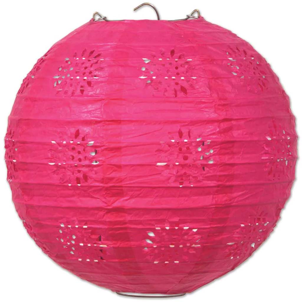 Paper Lanterns 8in Cerise Lace 