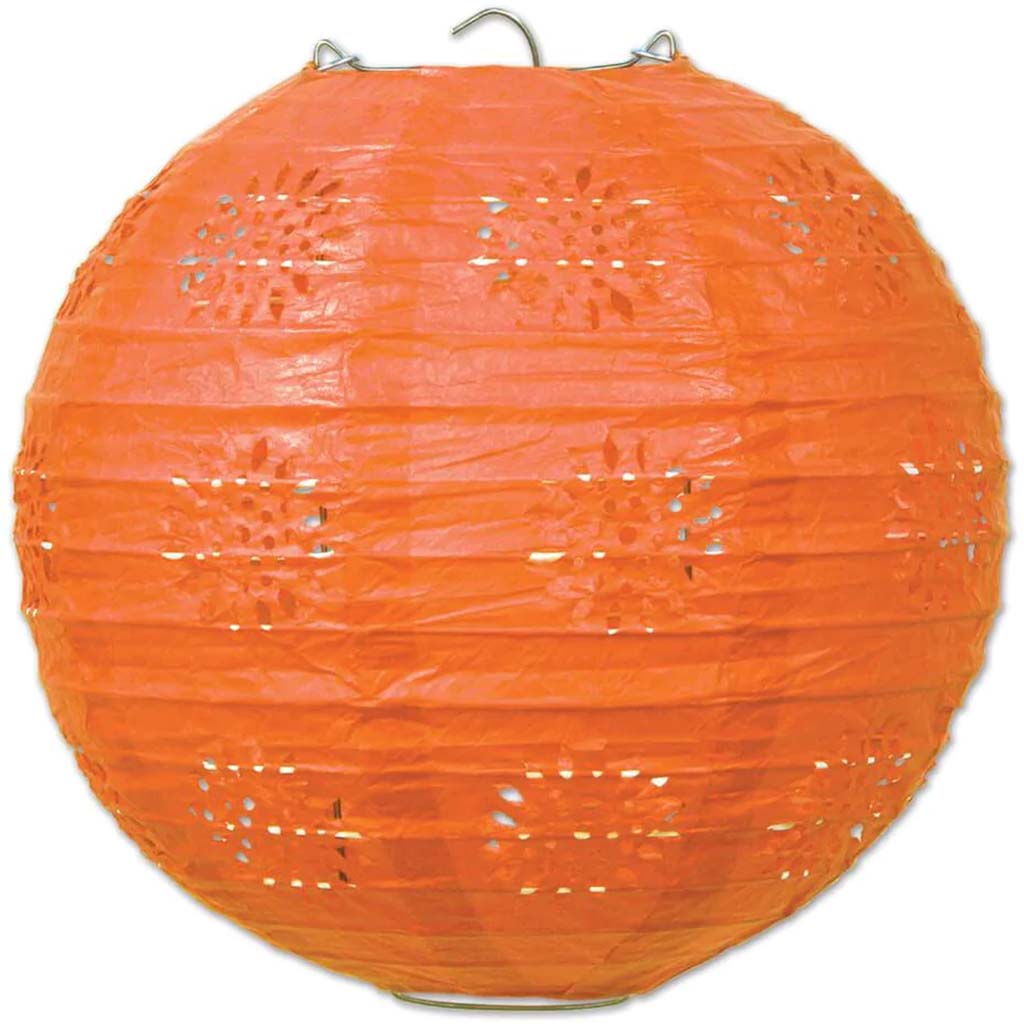 Paper Lanterns 8in Orange Lace 