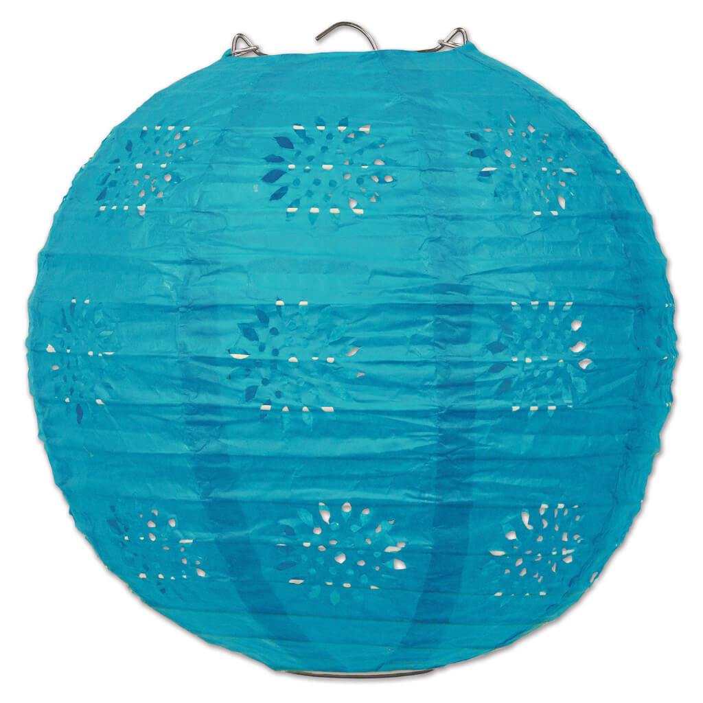 Paper Lanterns 8in Turquoise Lace 