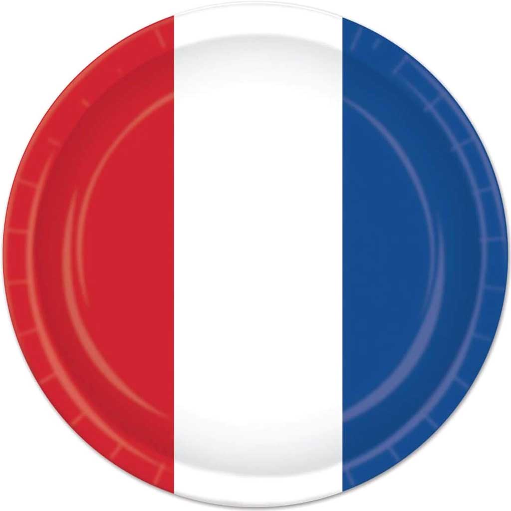 Dinner Plates 9in Red, White &amp; Blue 