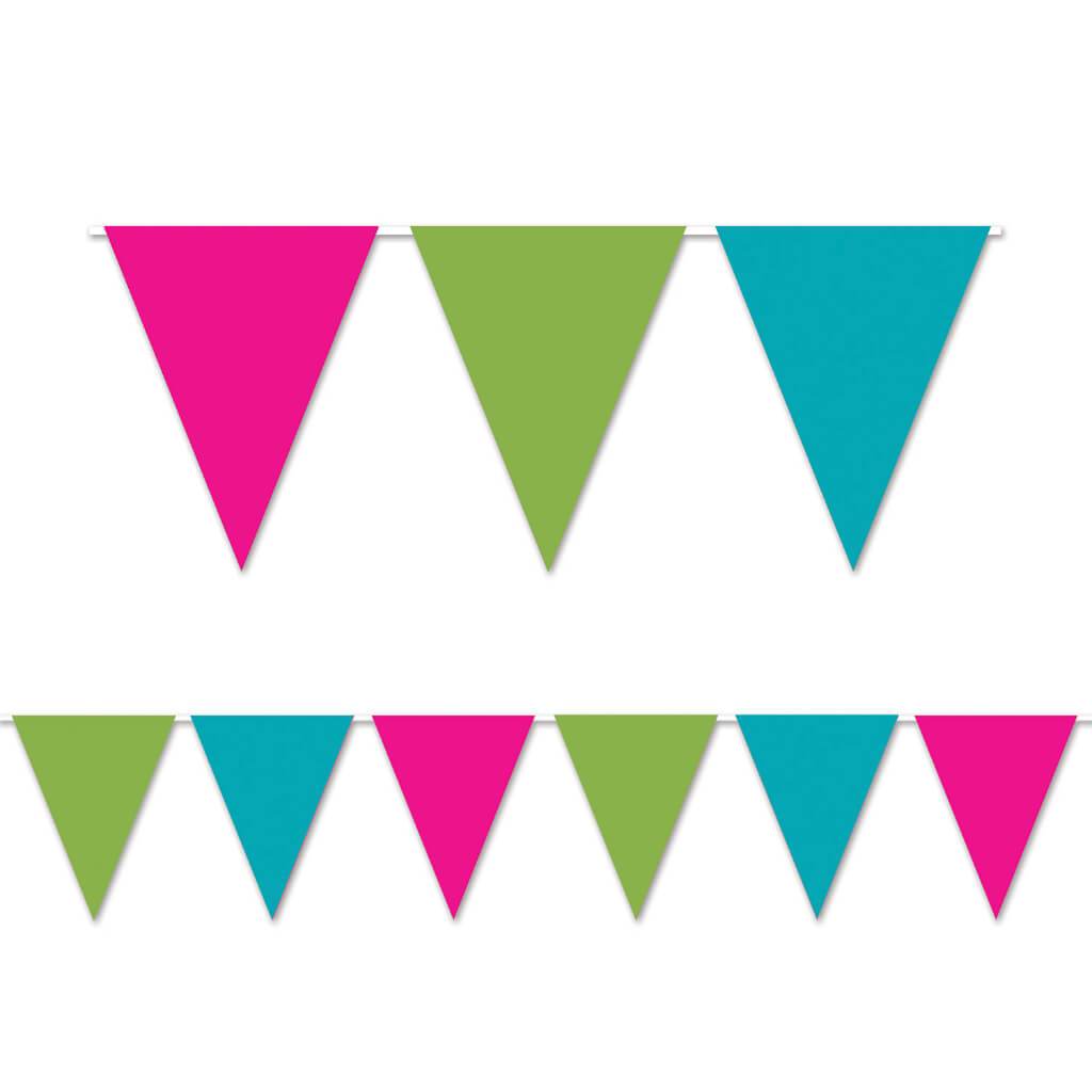 Pennant Banner Cerise,Lime Green &amp;Turquoise 