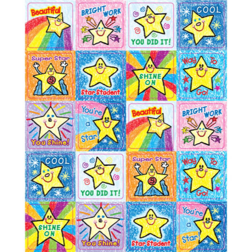 Kid-Drawn Stars Motivational Stickers