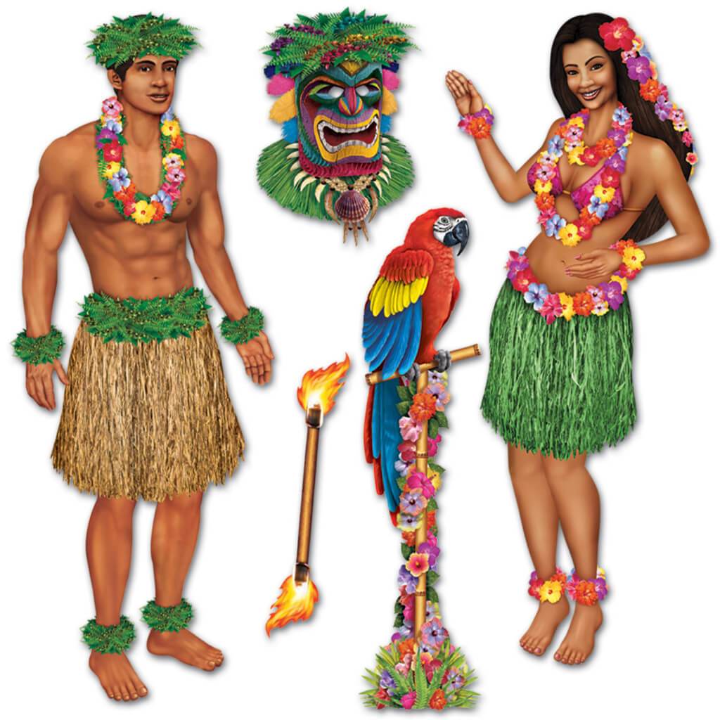 Hula Girl &amp; Polynesian Guy Props 