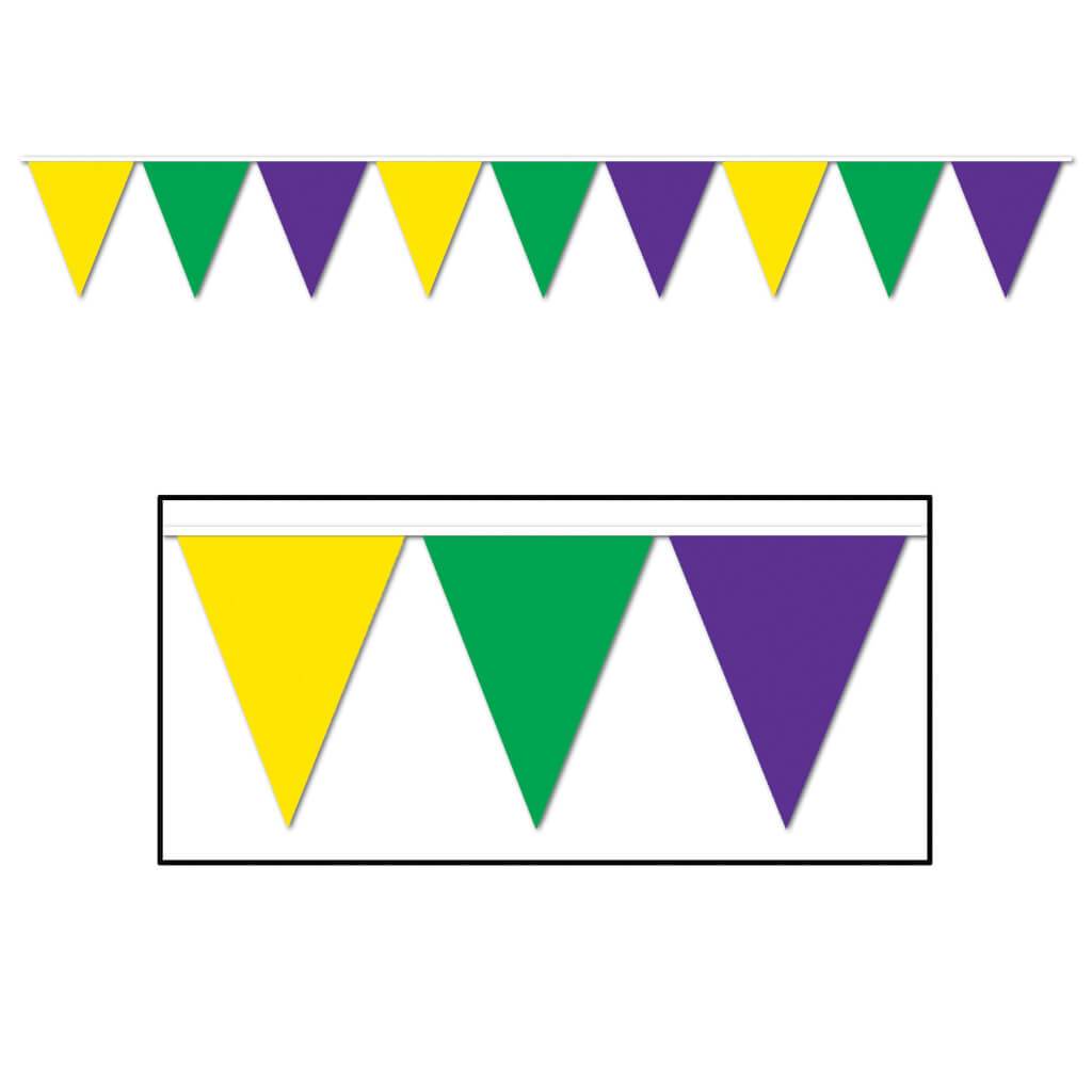 Pennant Banner Golden-Yellow,Green &amp; Purple 