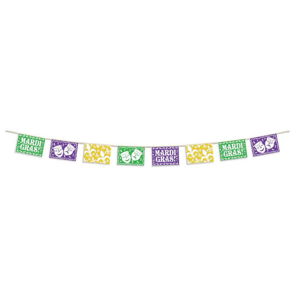 Mardi Gras Picado Style Pennant Banner 