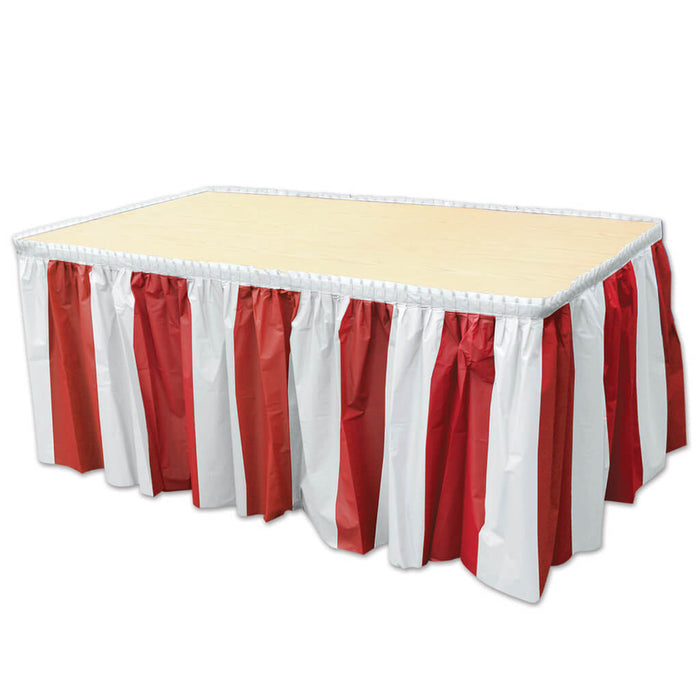 Red & White Stripes Table Skirting 