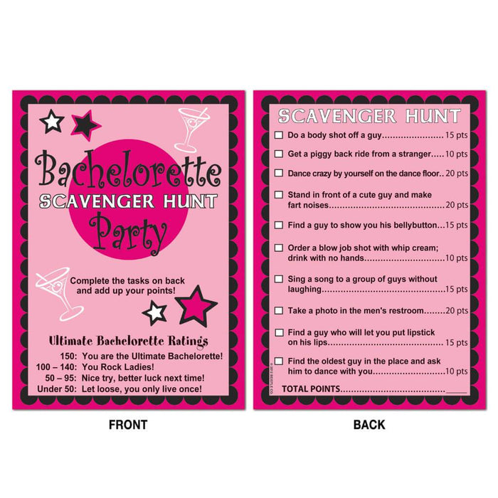 Bachelorette Scavenger Hunt Game 