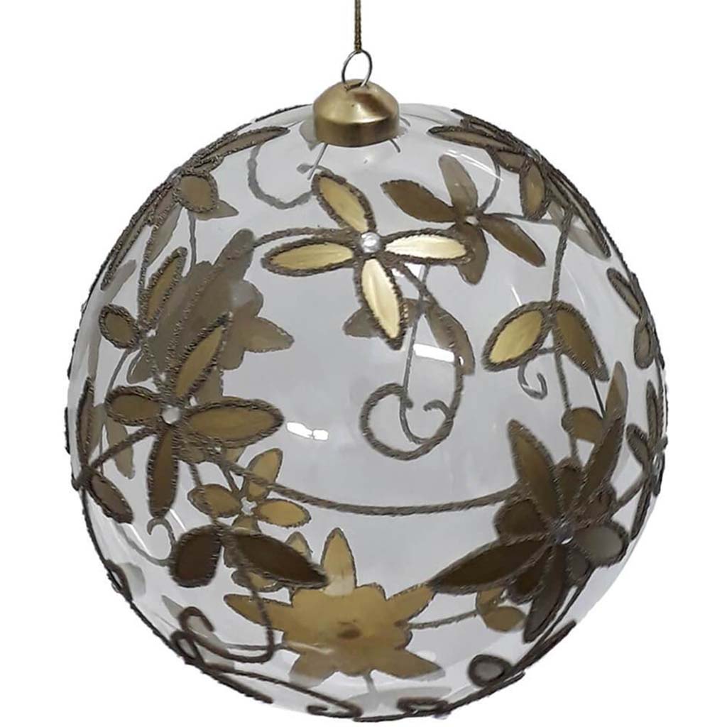 Glass Flower Ball Ornament 