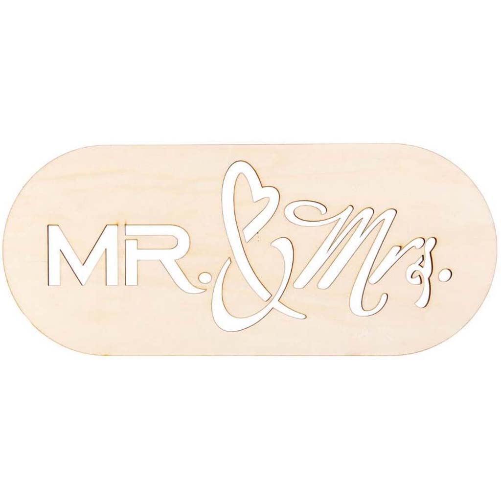 WOOD LASER RND RECT MR N MRS 14X6IN 