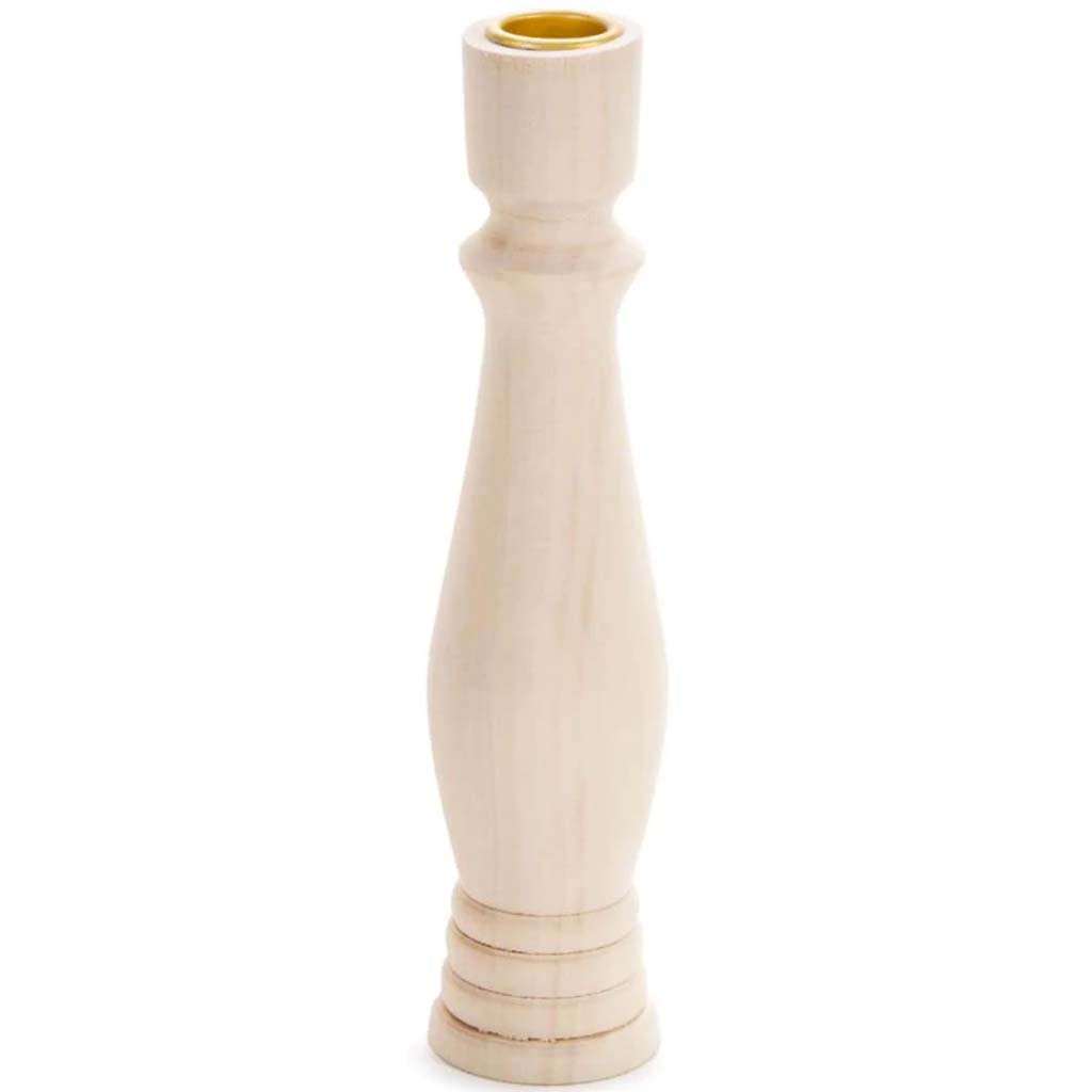 WOOD CANDLE HOLDER TRAD 8IN 