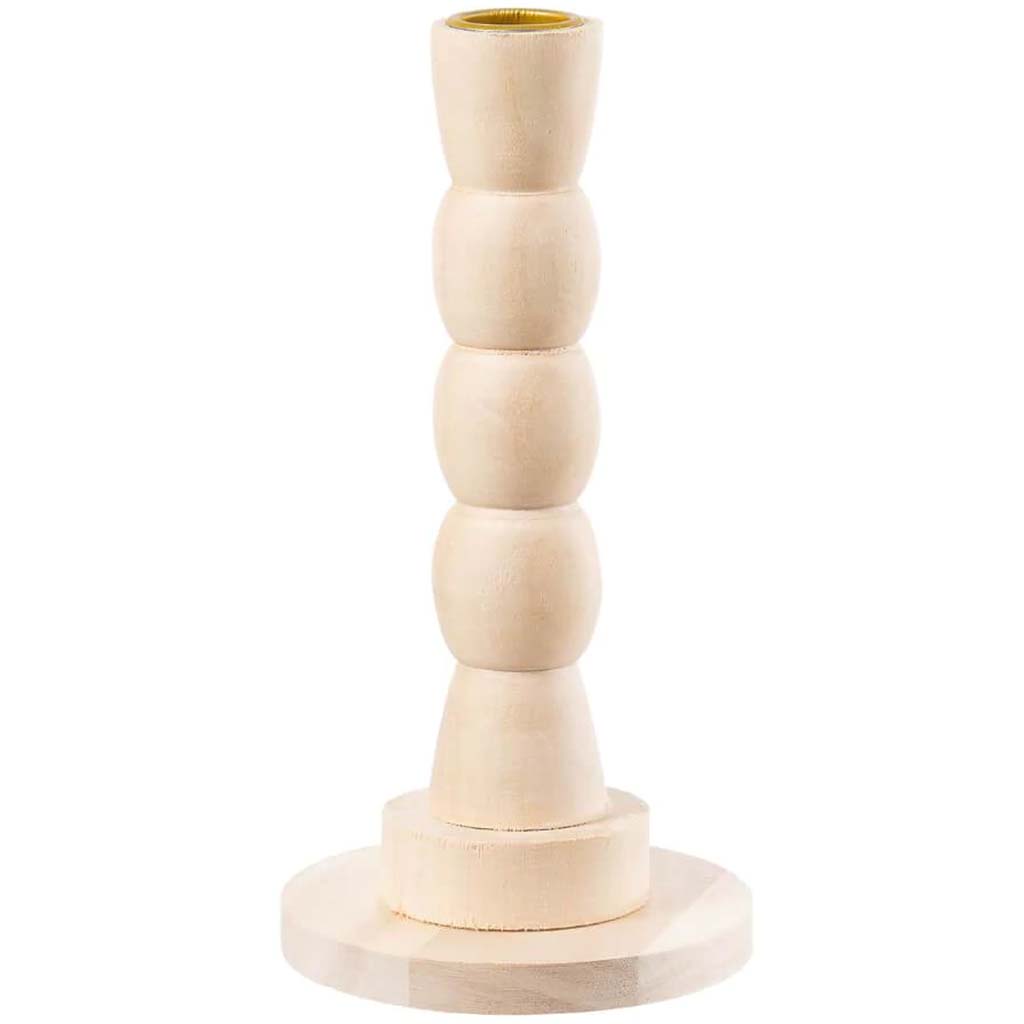 WOOD CANDLE HOLDER 3BALLSTEM 