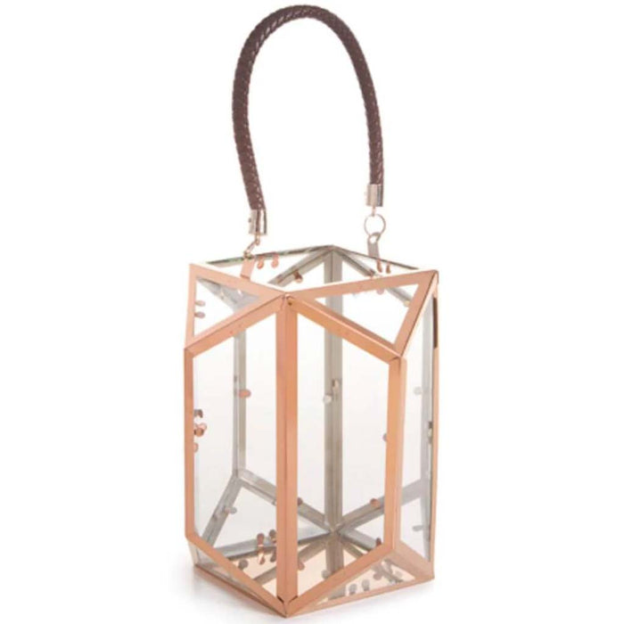 DECORative Geometric Steel & Copper Mix Lantern 8 inches 