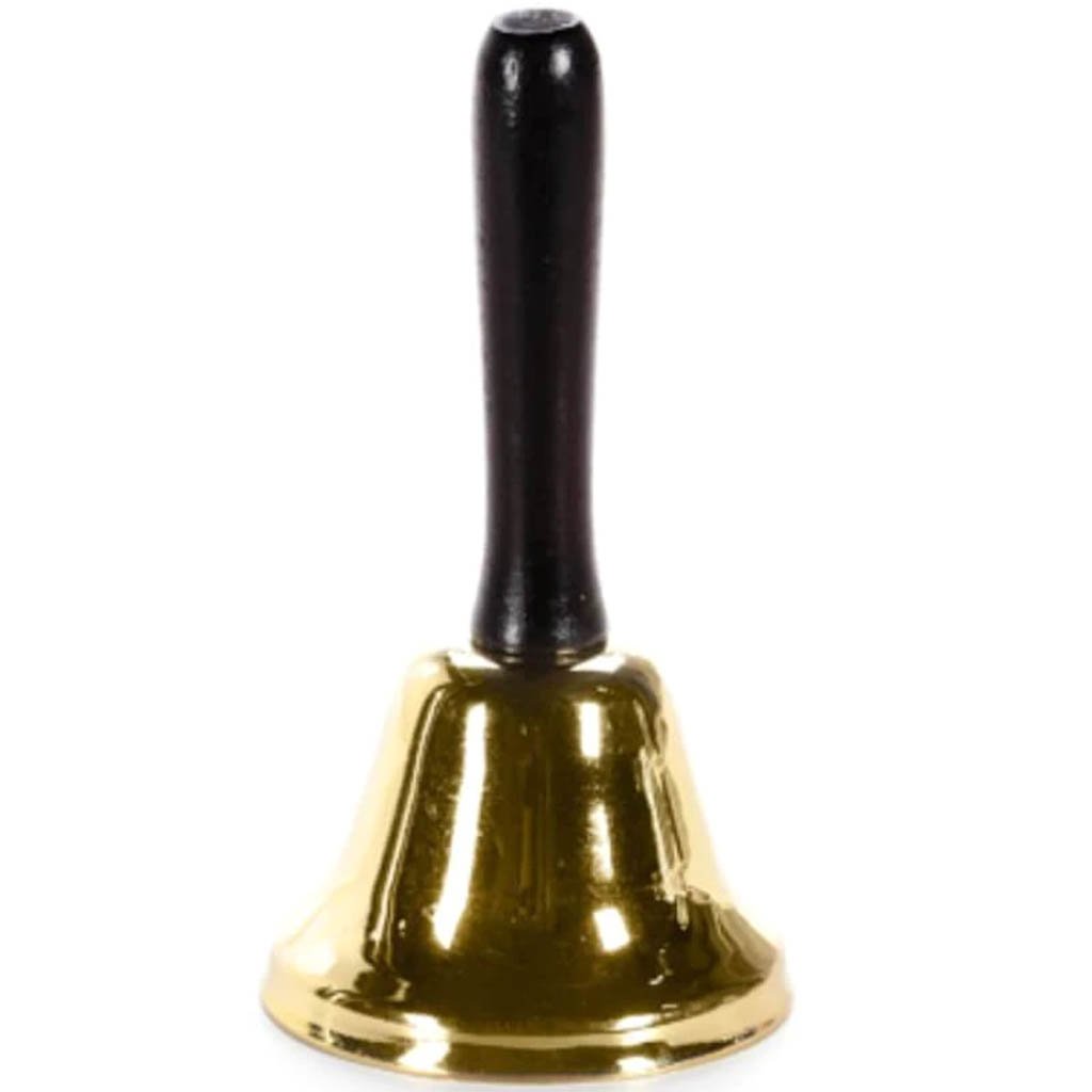 Gold Butler Bell with Wooden Black Handle 6.5in 