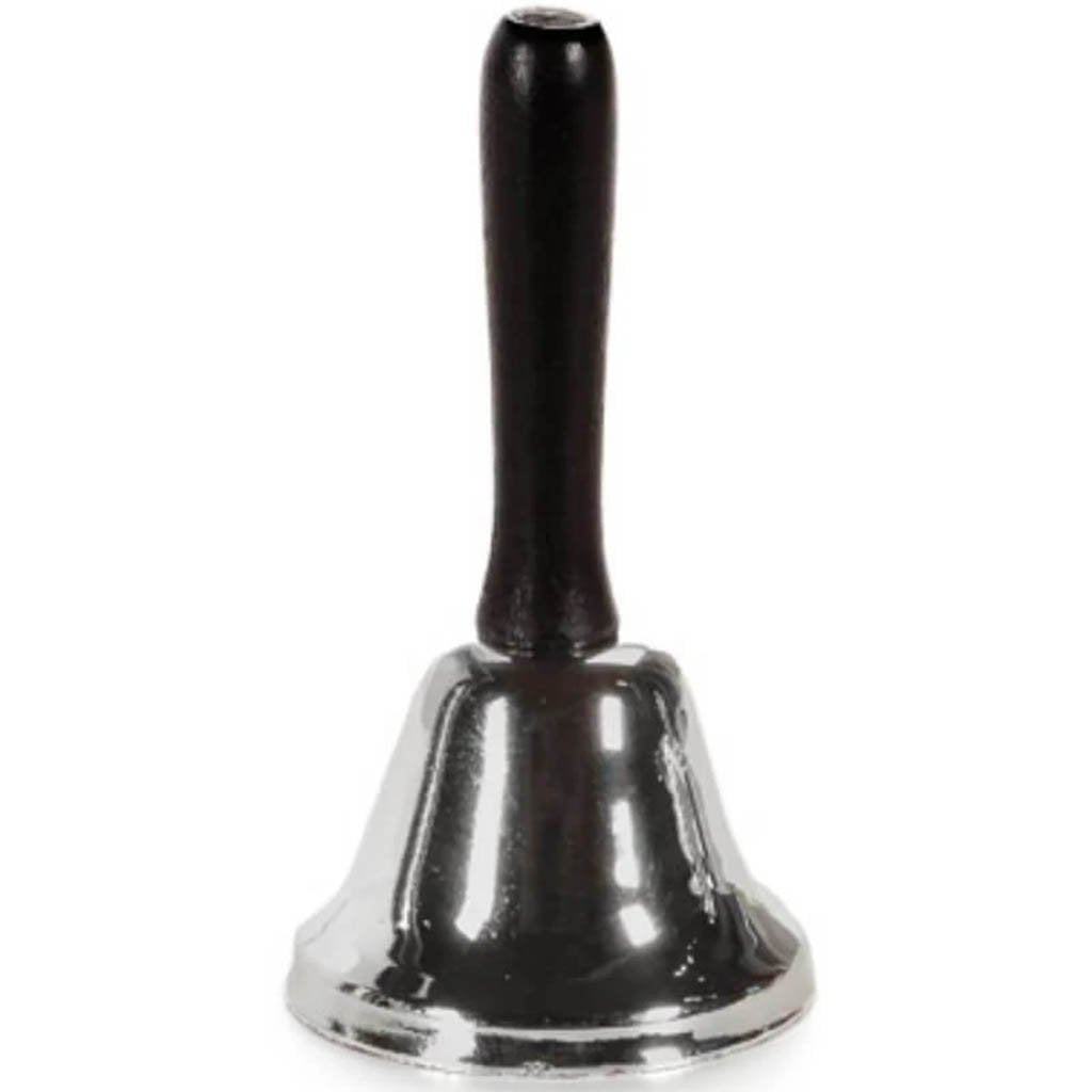 Silver Butler Bell with Wooden Black Handle 6.5in 