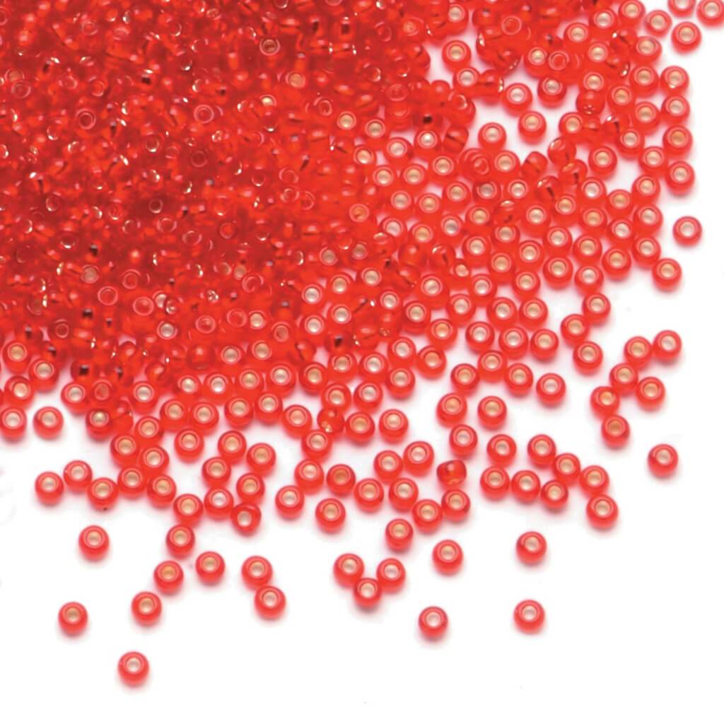 SEED BEAD SILVR LINE RUBY 10.0 24G 