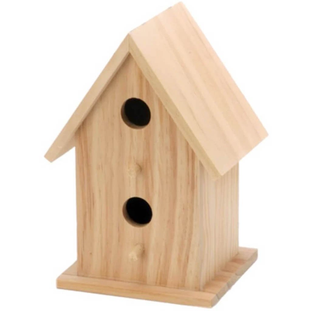 Wood Bird House 2 Openings 