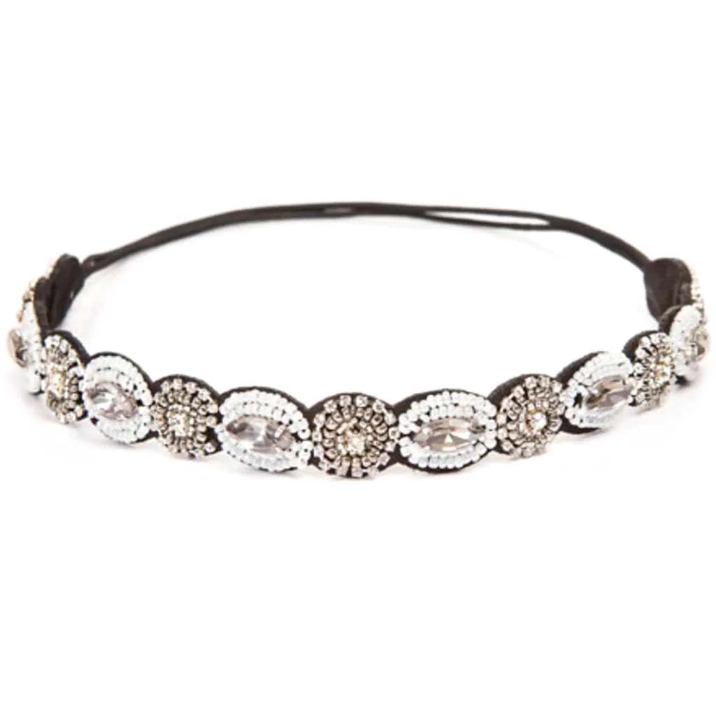 Headband Beaded Black and Silver 