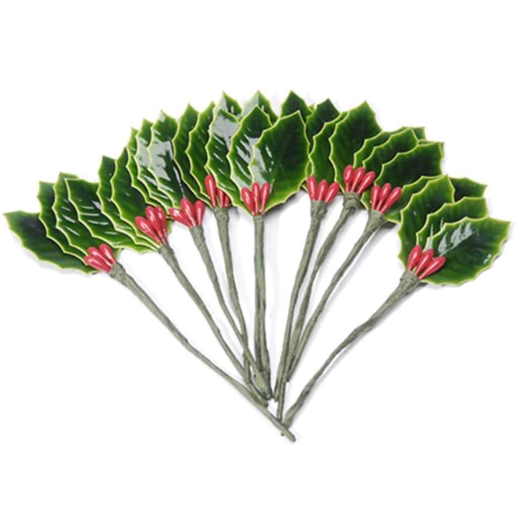 Floral Holly Leaf X3 1.5in, 10pc 