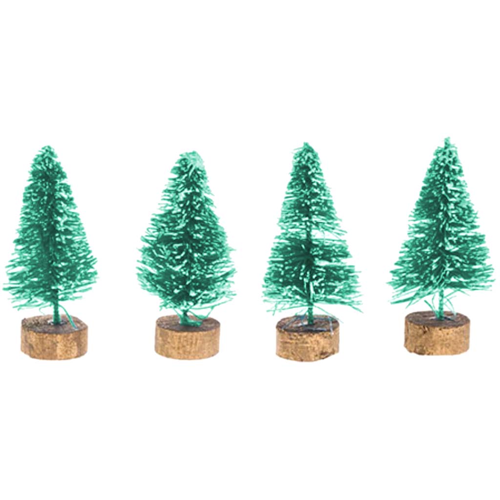 Sisal Tree Green with Frost 4pcs 1.5 inches 