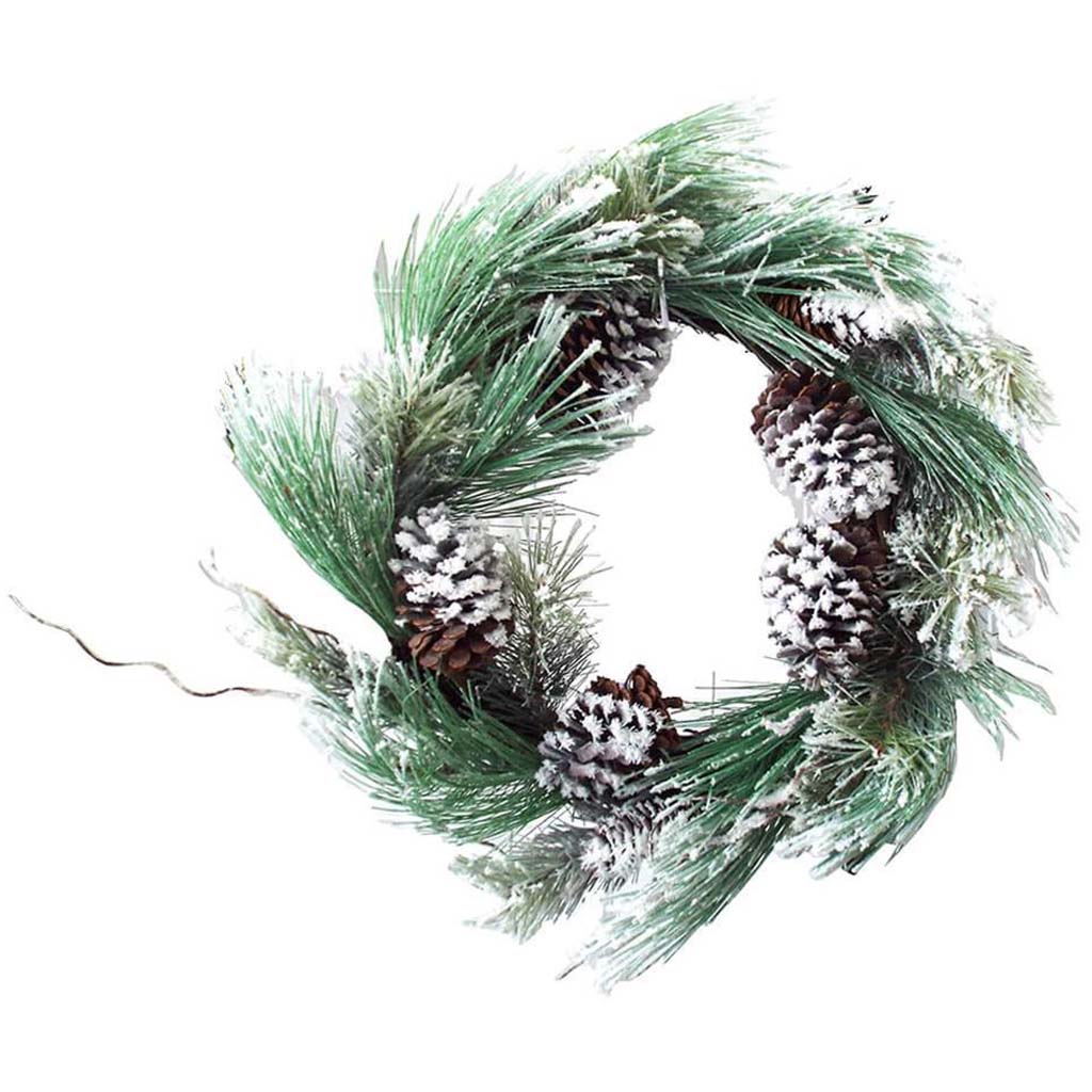 Christmas Wreath Snow Pine Cone 24in 