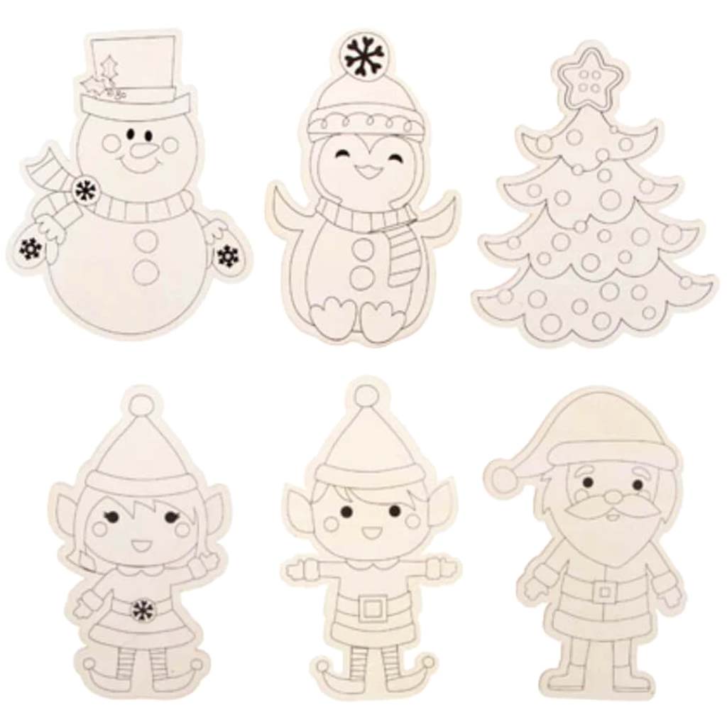 Christmas Wood Coloring Ornaments Kit 