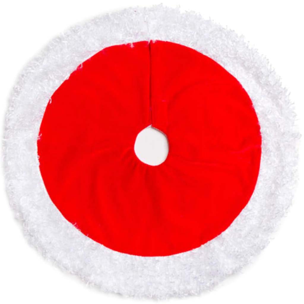 Velvet Tree Skirt with White Plush Border 18 inches 