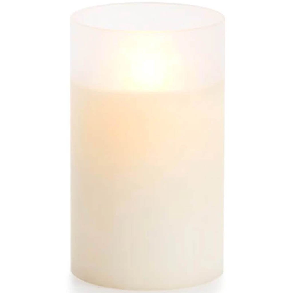 Luminara Flameless Pillar Candle in Frosted Cylinder 6in 