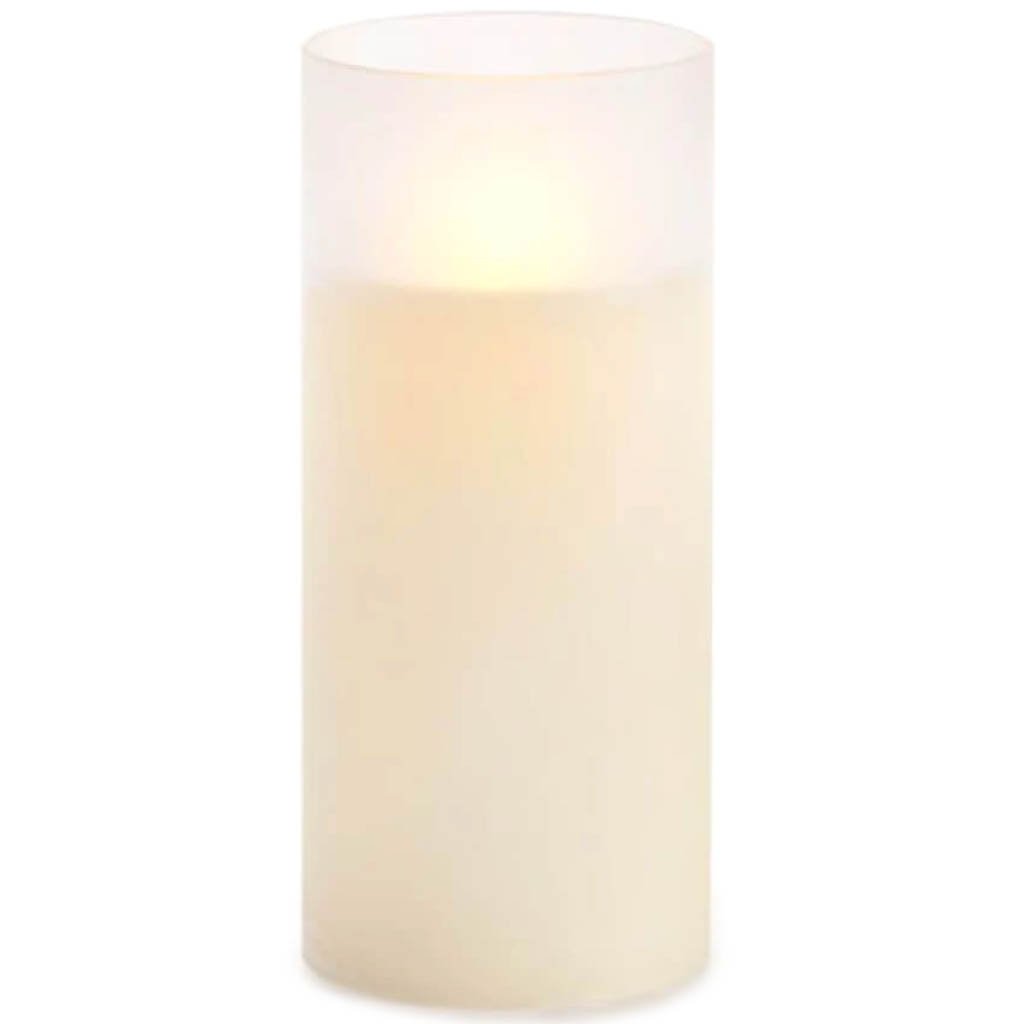 Luminara Flameless Pillar Candle in Frosted Cylinder 8in 