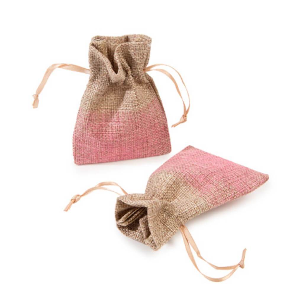 BURLAP BAG PINK OMBRE 2PC 