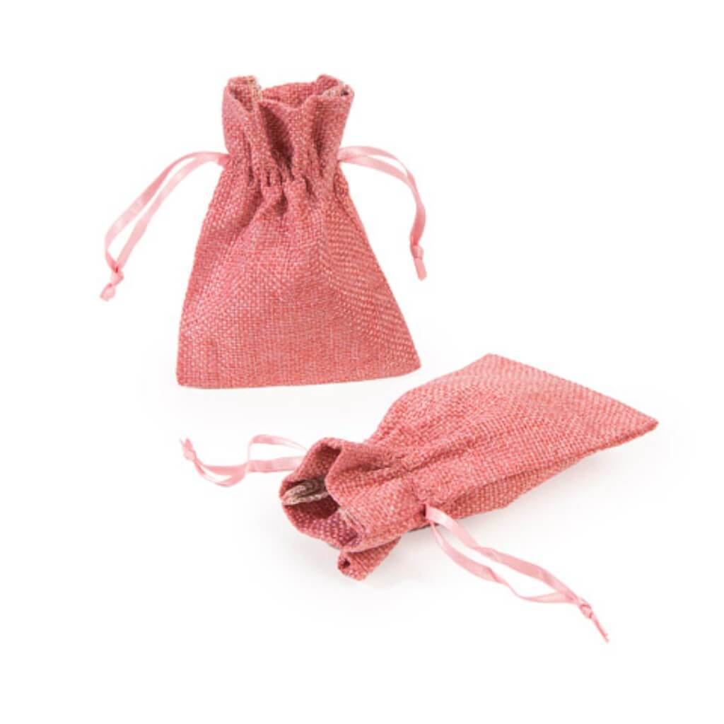 BURLAP BAG LIGHT PINK 2PC 