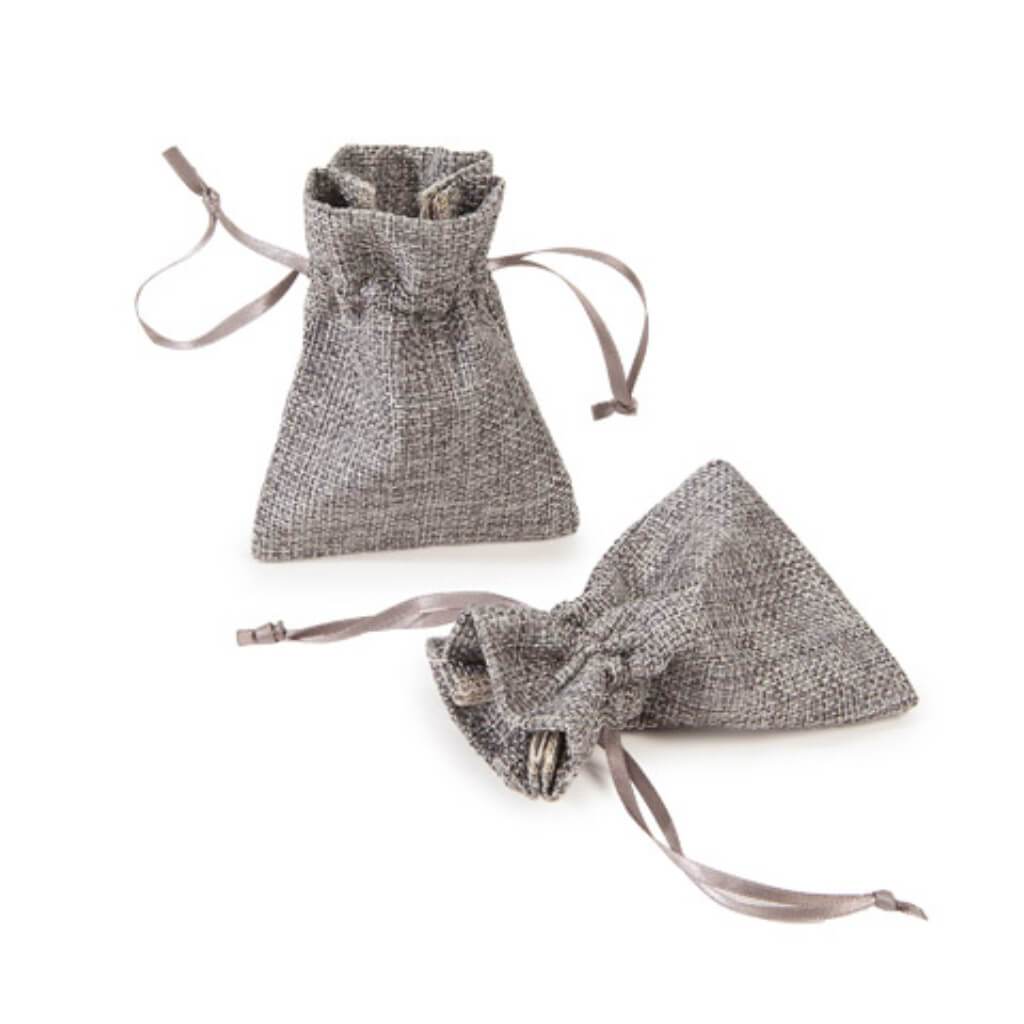 BURLAP BAG GRAY 2PC 