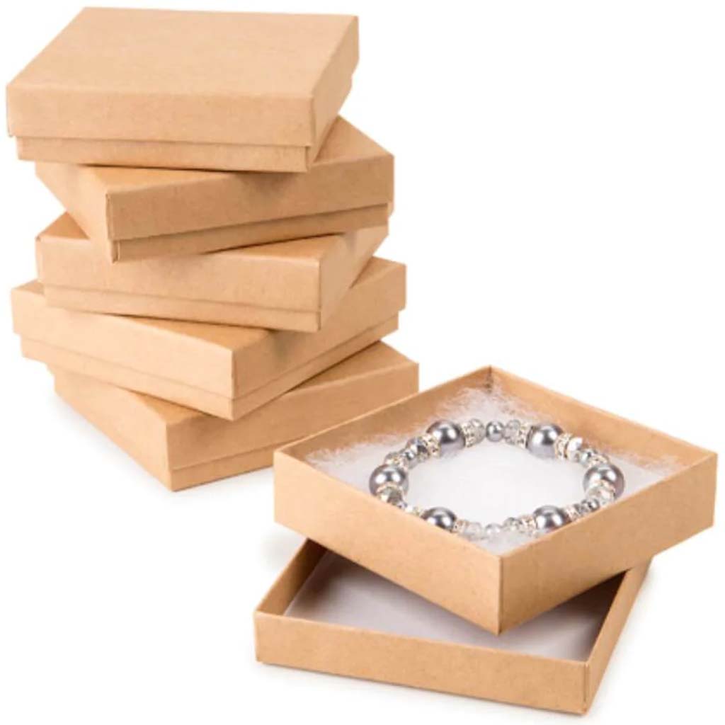 Get Organized™ Cotton Filled Jewelry Boxes Kraft 3.5 inches 6 assorted size 