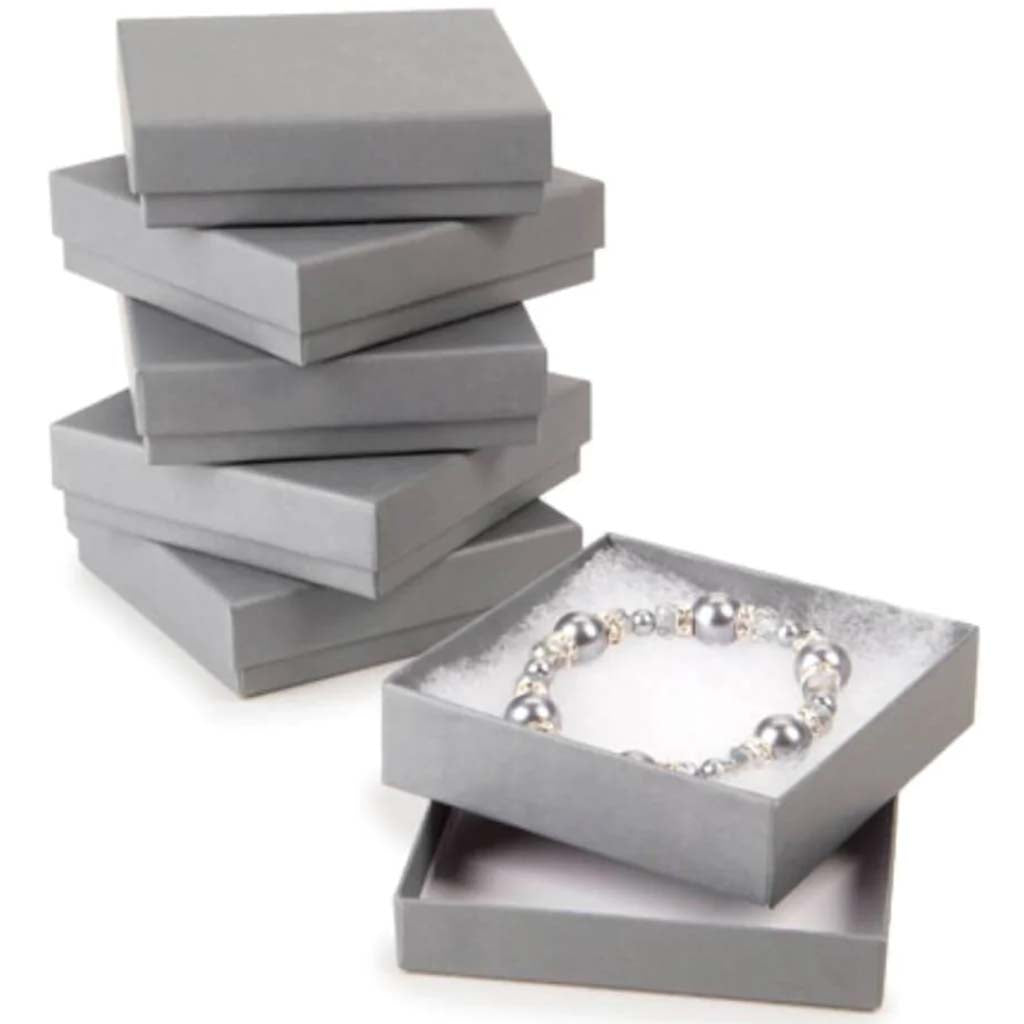 Get Organized™ Cotton Filled Jewelry Boxes Gray 3.5 inches 6 assorted size 