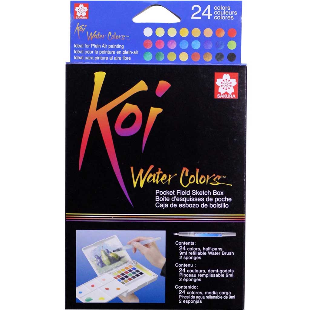 Koi Watercolors Pocket Field Sketch Box Sets 24 Color