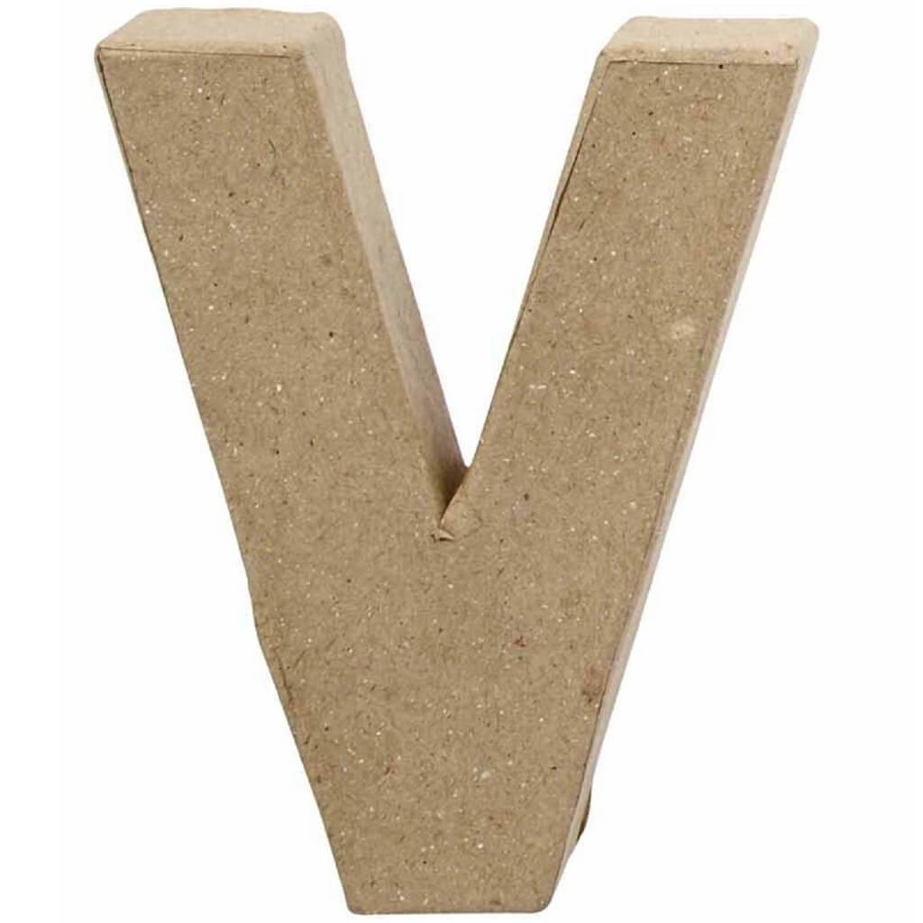 Paper Mache Letter V 4in