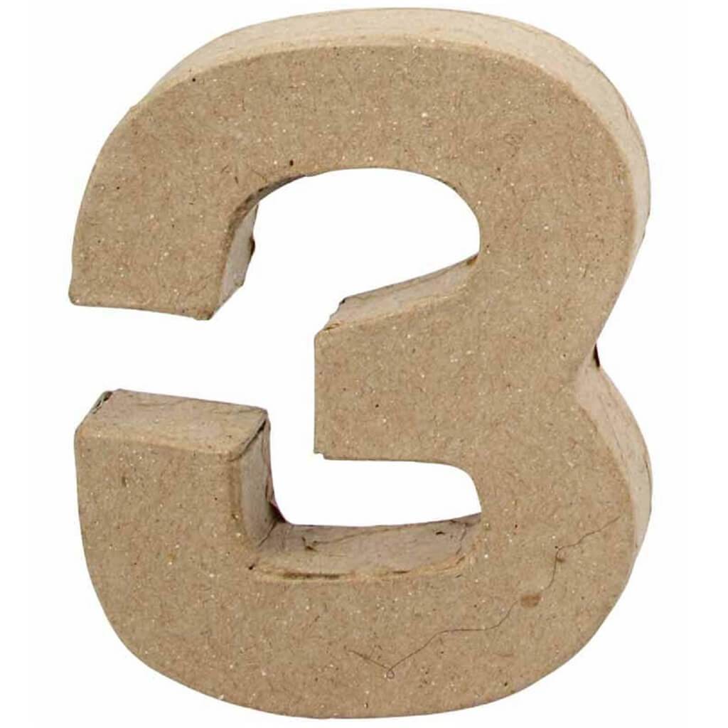 Paper Mache Number 3 4in