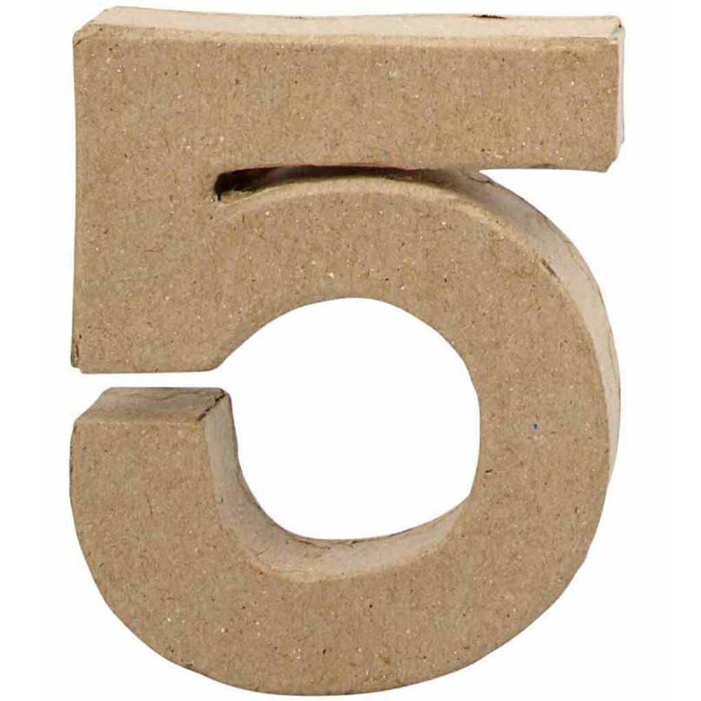 Paper Mache Number 5 4in