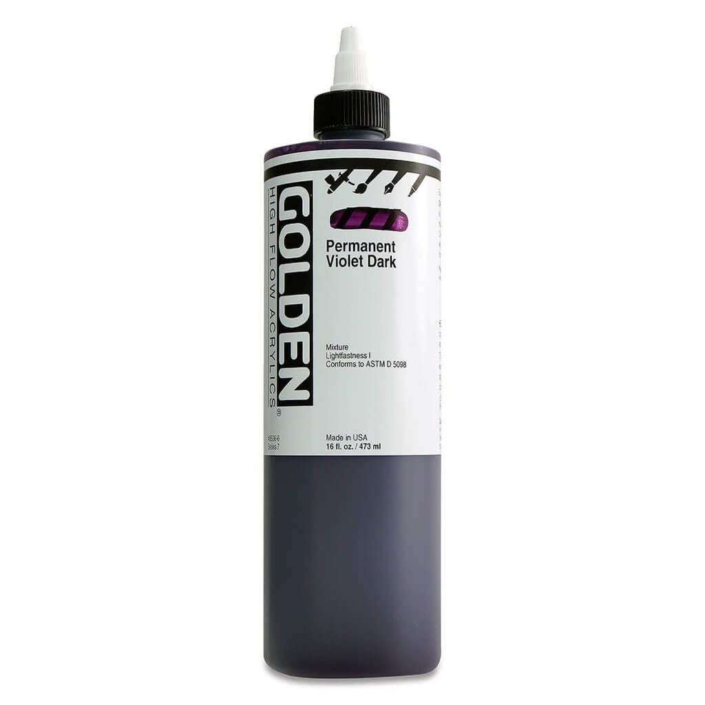 High Flow Acrylics Bottles 16oz Permanent Violet Dark